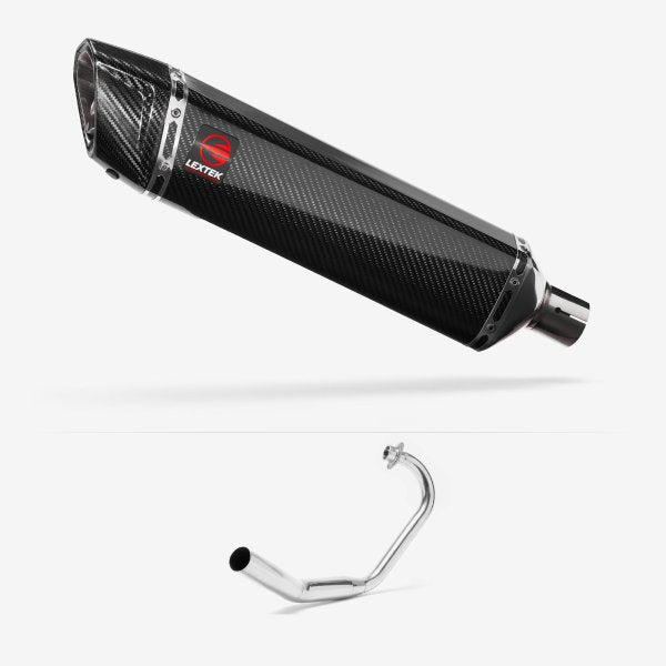 Lextek SP7C Gloss Carbon Fibre Exhaust System 400mm for Honda CBF 125 (08-16)