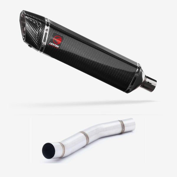 Lextek SP7C Gloss Carbon Fibre Exhaust 400mm with Link Pipe for Kawasaki Z750 (07-12)