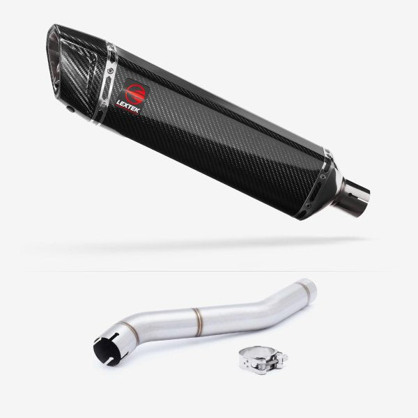 Lextek SP7C Gloss Carbon Fibre Exhaust 400mm with Link Pipe for Honda CBR600 F (87-90)