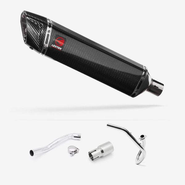 Lextek SP7C Gloss Carbon Fibre Exhaust System 400mm for Pulse XF250GY (06-15)