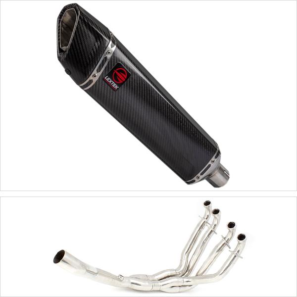 Lextek SP7C Gloss Carbon Fibre Exhaust System 400mm for Kawasaki ZX-10R Ninja (10-17)