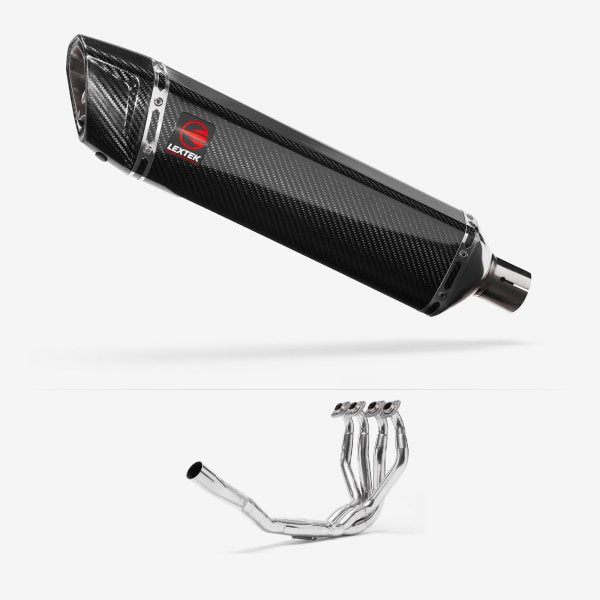Lextek SP7C Gloss Carbon Fibre Exhaust System 400mm for Kawasaki ZX-6R Ninja (09-20)