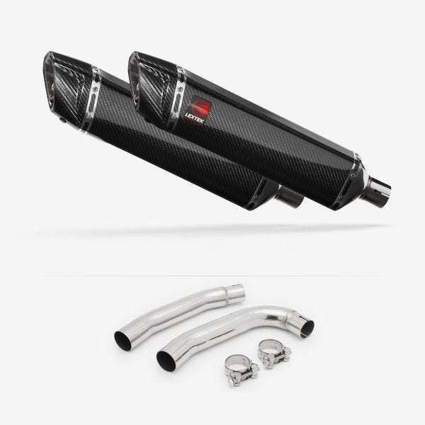 Lextek SP7C Gloss Carbon Fibre Exhaust 400mm with Link Pipe for Honda VTR 1000 (97-05)