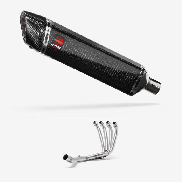 Lextek SP7C Gloss Carbon Fibre Exhaust System 400mm for Honda CBR650F/CB650F (14-19)