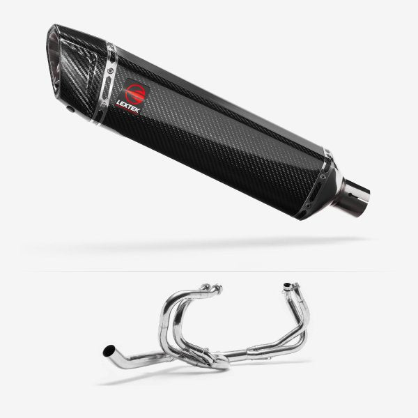Lextek SP7C Gloss Carbon Fibre Exhaust System 400mm for Honda VFR 800 (97-01)