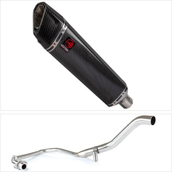 Lextek SP7C Gloss Carbon Fibre Exhaust System 400mm for Lexmoto Hawk 125