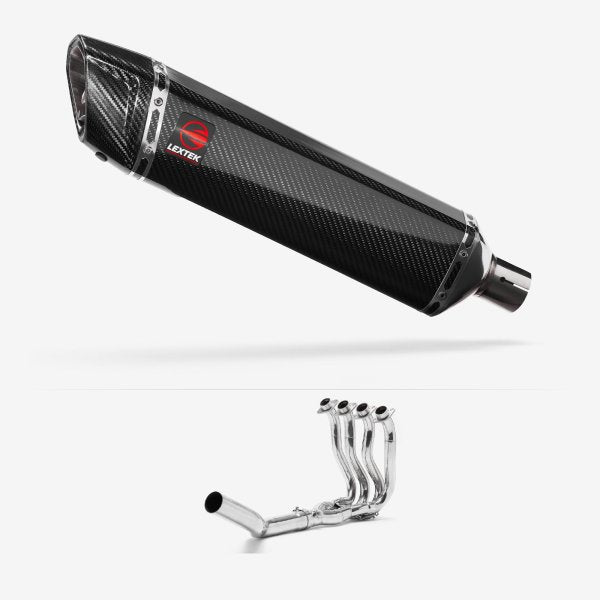 Lextek SP7C Gloss Carbon Fibre Exhaust System 400mm for Suzuki GSXR 600/750 (06-10)