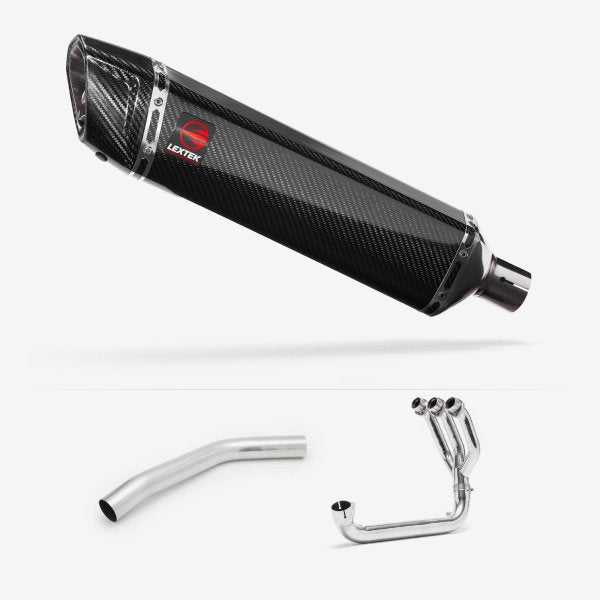 Lextek SP7C Gloss Carbon Fibre Exhaust System 400mm for Triumph Tiger 800 (10-21)