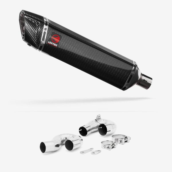 Lextek SP7C Gloss Carbon Fibre Exhaust 400mm with Link Pipe for Honda CBR1000RR Fireblade (14-16)