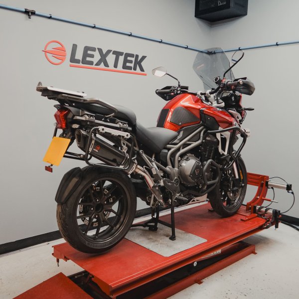Lextek SP7C Gloss Carbon Fibre Exhaust 400mm with Link Pipe for Triumph Explorer 1200 (12-18)