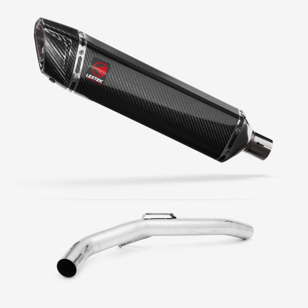 Lextek SP7C Gloss Carbon Fibre Exhaust 400mm with Link Pipe for Triumph Explorer 1200 (12-18)