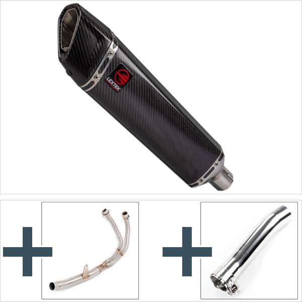 Lextek SP7C Gloss Carbon Fibre Exhaust System 400mm for Honda CBR500R (13-19)