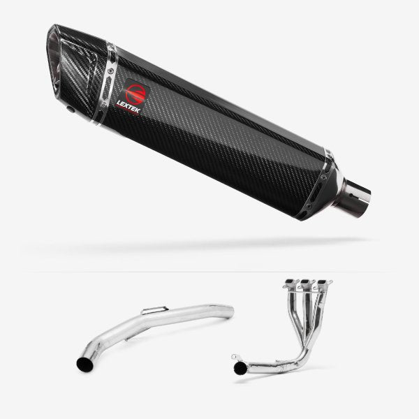 Lextek SP7C Gloss Carbon Fibre Exhaust System 400mm for Triumph Explorer 1200 (12-18)