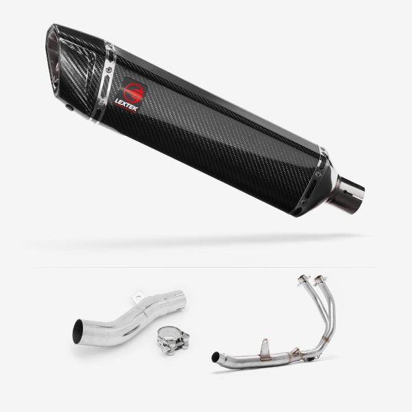Lextek SP7C Gloss Carbon Fibre Exhaust System 400mm for Honda CB500X (16-18)