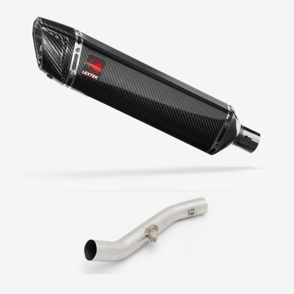 Lextek SP7C Gloss Carbon Fibre Exhaust 400mm High Level with Link Pipe for Yamaha YZF R6 (17-22)