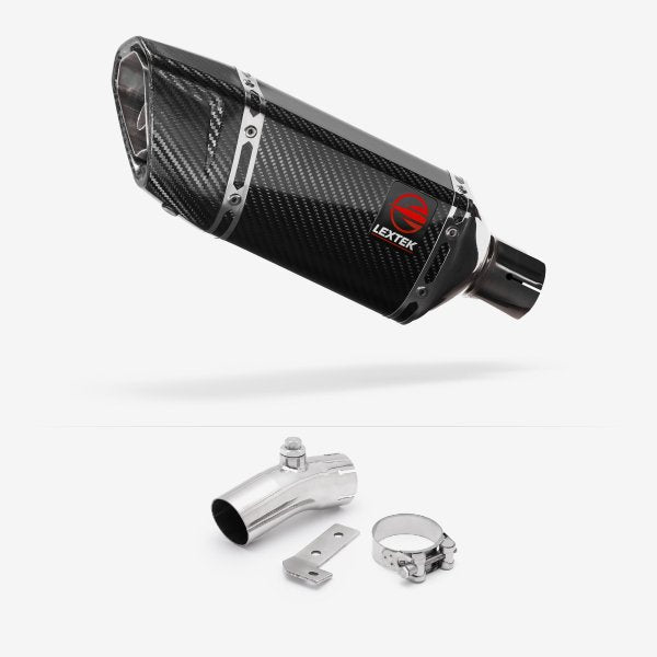 Lextek SP11C Gloss Carbon Fibre Exhaust 200mm with Link Pipe for Kawasaki ER-6N ER-6F (06-11)