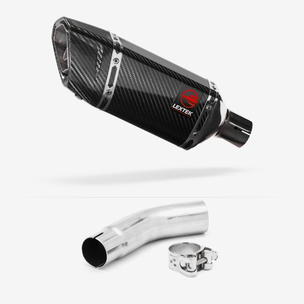 Lextek SP11C Gloss Carbon Fibre Exhaust 200mm with Link Pipe for Suzuki GSR750 (11-16)
