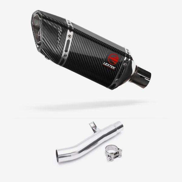 Lextek SP11C Gloss Carbon Fibre Exhaust 200mm with Link Pipe for Honda CBF600 F N (04-07)