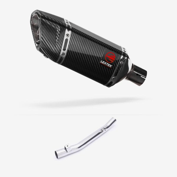 Lextek SP11C Gloss Carbon Fibre Exhaust 200mm with Link Pipe for Suzuki GSF650 Oil Cooled (05-06)