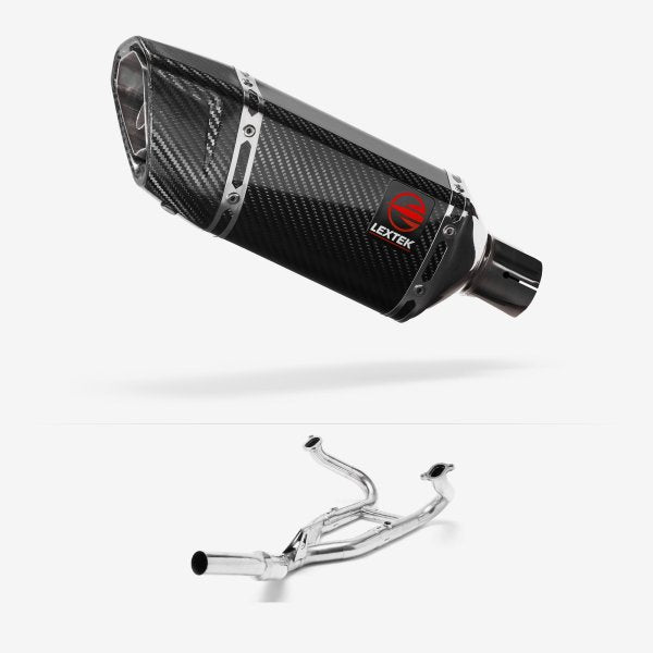 Lextek SP11C Gloss Carbon Fibre Exhaust System 200mm for BMW R 1200 GS (12-17)
