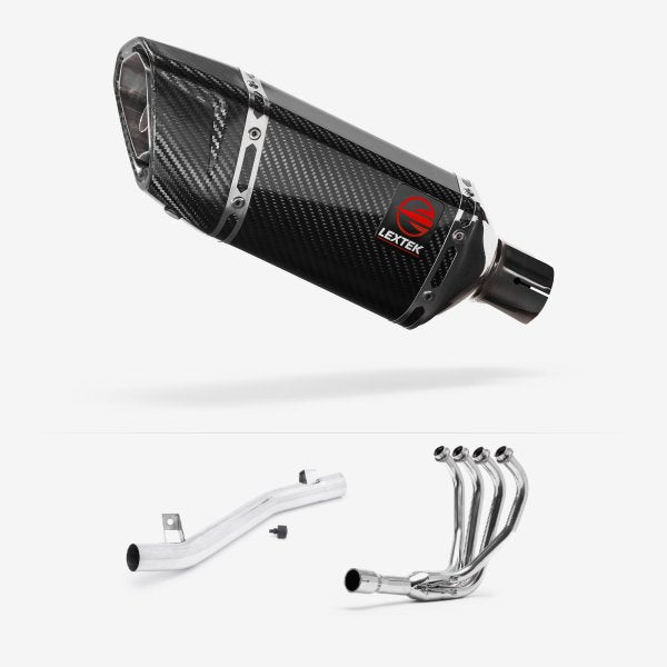 Lextek SP11C Gloss Carbon Fibre Exhaust System 200mm for Suzuki GSF 1200 Bandit (95-06)