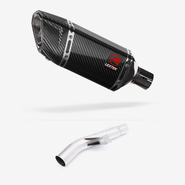 Lextek SP11C Gloss Carbon Fibre Exhaust 200mm with Link Pipe for Kawasaki Versys 1000 (15-18)