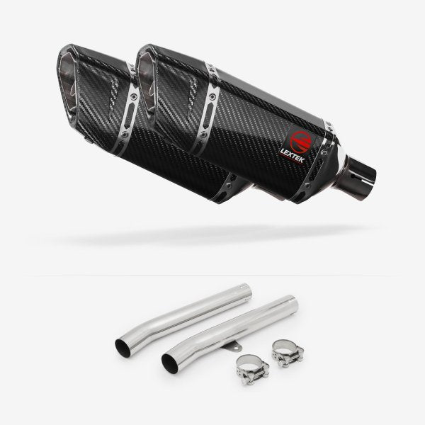 Lextek SP11C Gloss Carbon Fibre Exhaust 200mm with Link Pipes for Honda CBR1100XX Blackbird (96-07)