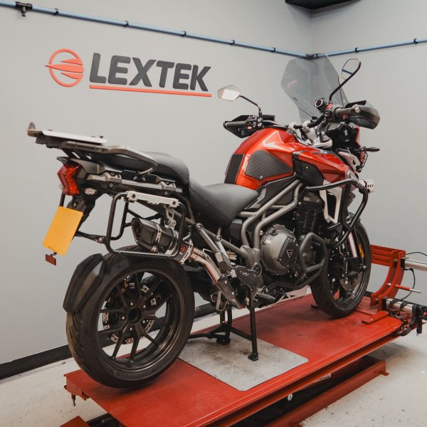 Lextek SP11C Gloss Carbon Fibre Exhaust 200mm with Link Pipe for Triumph Explorer 1200 (12-18)