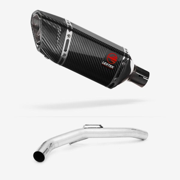 Lextek SP11C Gloss Carbon Fibre Exhaust 200mm with Link Pipe for Triumph Explorer 1200 (12-18)
