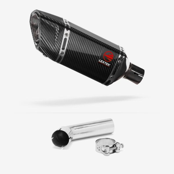 Lextek SP11C Gloss Carbon Fibre Exhaust 200mm with Link Pipe for Suzuki DL1050 V-Strom (20- )