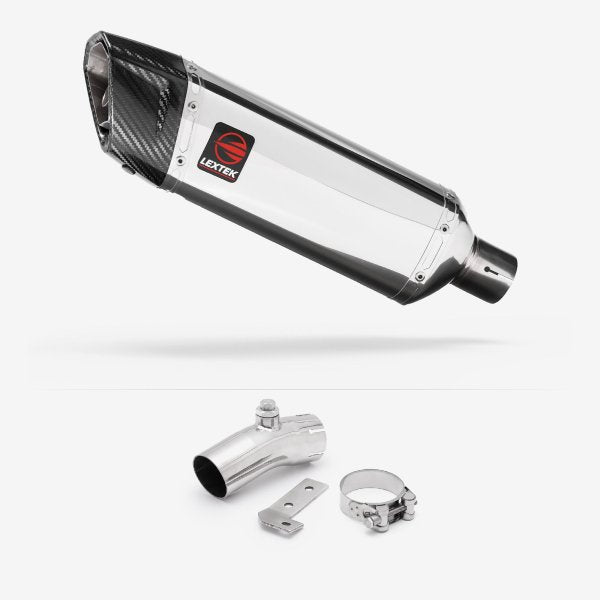 Lextek SP4 Polished Stainless Steel Exhaust 300mm with Link Pipe for Kawasaki ER-6N ER-6F (06-11)