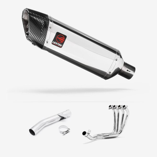 Lextek SP4 Polished Stainless Steel Exhaust System 300mm for Yamaha FZS 600 Fazer (97-03)