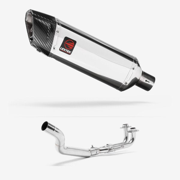 Lextek SP4 Polished Stainless Steel Exhaust System 300mm for Yamaha T-Max 500 (02-13)