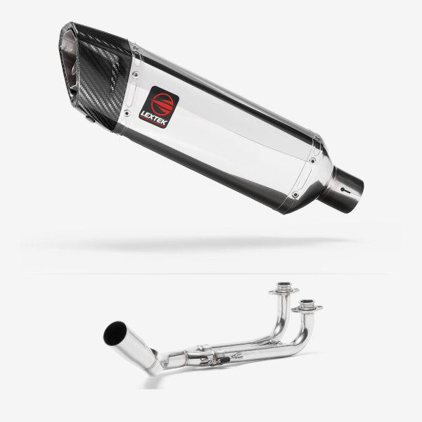 Lextek SP4 Polished Stainless Steel Exhaust System 300mm for Yamaha T-Max 530 (14-16)
