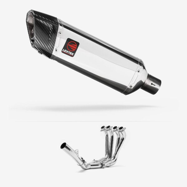 Lextek SP4 Polished Stainless Steel Exhaust System 300mm for Yamaha YZF R6 (06-16)
