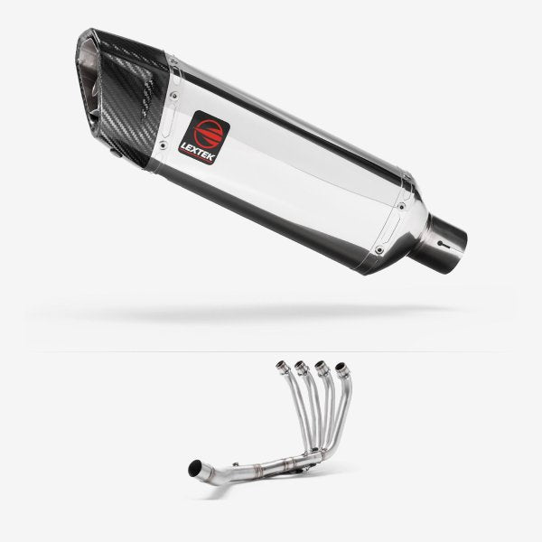 Lextek SP4 Polished Stainless Steel Exhaust System 300mm for Honda CBR650F/CB650F (14-19)