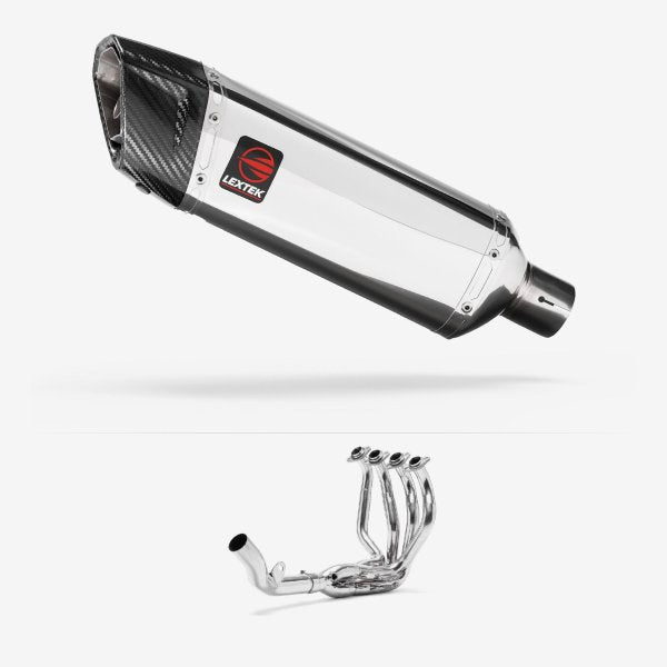 Lextek SP4 Polished Stainless Steel Exhaust System 300mm for Kawasaki Z800 (13-16)