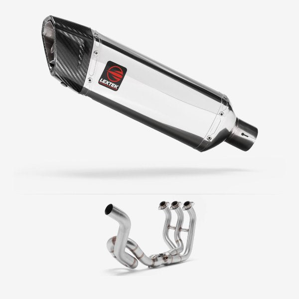 Lextek SP4 Polished Stainless Steel Exhaust System 300mm High Level for Yamaha MT-09 (13-20)