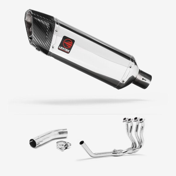 Lextek SP4 Polished Stainless Steel Exhaust System 300mm for Suzuki GSXR 600/750 (11>)