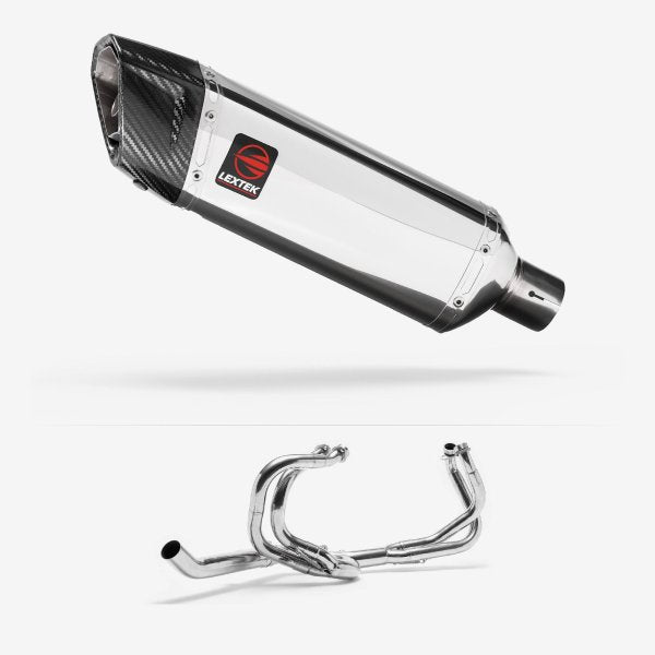 Lextek SP4 Polished Stainless Steel Exhaust System 300mm for Honda VFR 800 (97-01)