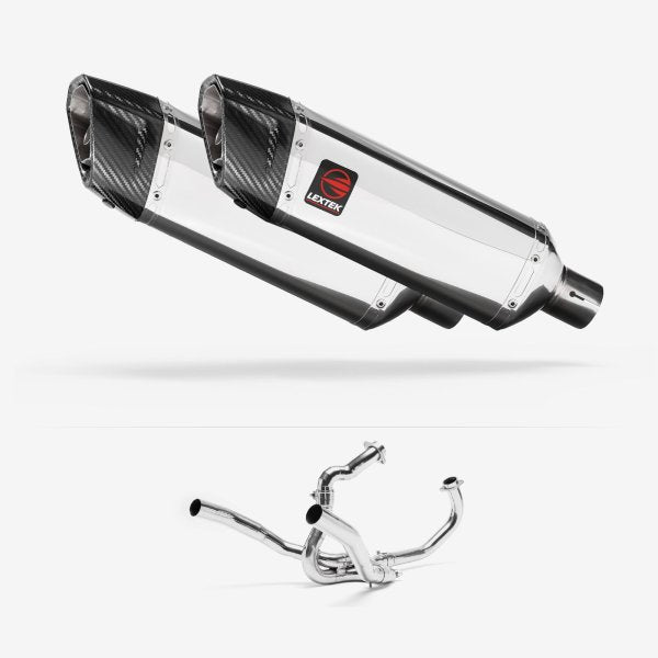 Lextek SP4 Polished Stainless Steel Exhaust System 300mm for SUZUKI SV1000 (03-07)
