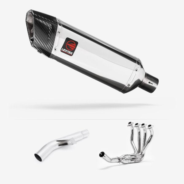 Lextek SP4 Polished Stainless Steel Exhaust System 300mm for Kawasaki Versys 1000 (15-18)