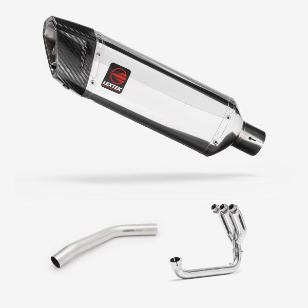 Lextek SP4 Polished Stainless Steel Exhaust System 300mm for Triumph Tiger 800 (10-21)