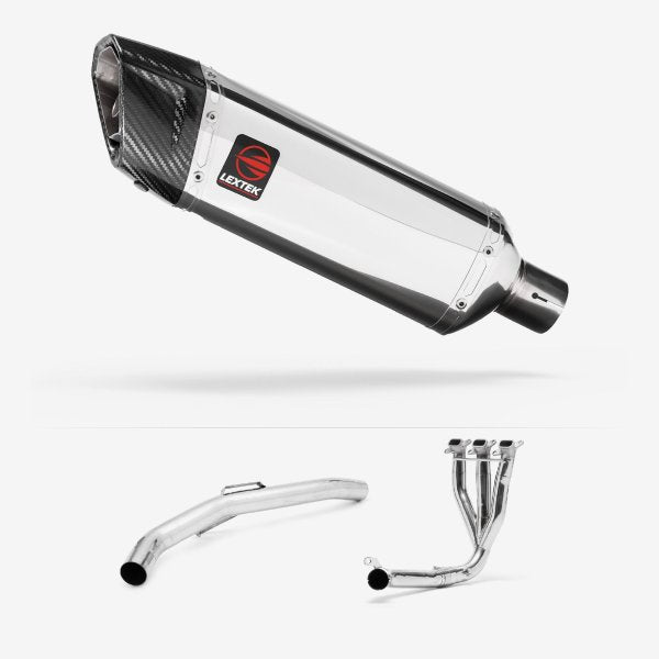 Lextek SP4 Polished Stainless Steel Exhaust System 300mm for Triumph Explorer 1200 (12-18)