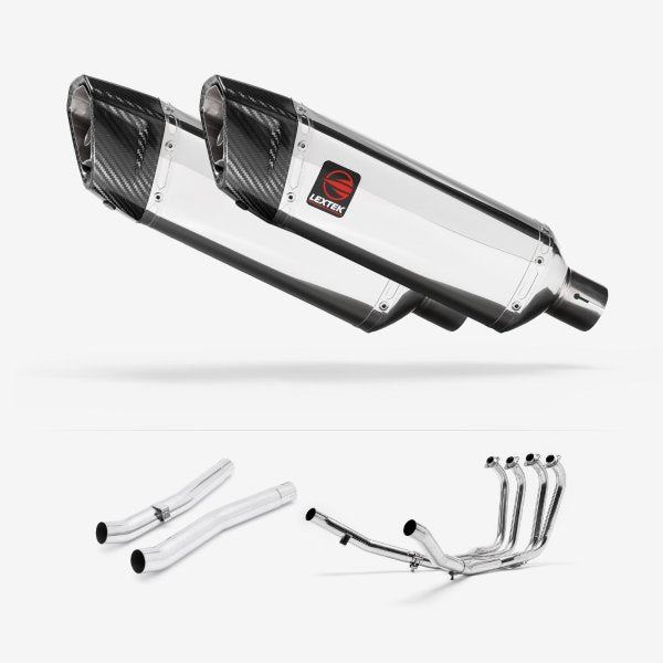 Lextek SP4 Polished Stainless Steel Exhaust System 300mm for Suzuki GSX 1400 (01-04)