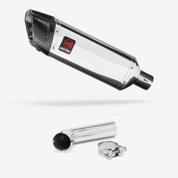 Lextek SP4 Polished Stainless Steel Exhaust 300mm with Link Pipe for Suzuki DL1000 V-Strom (14-19)