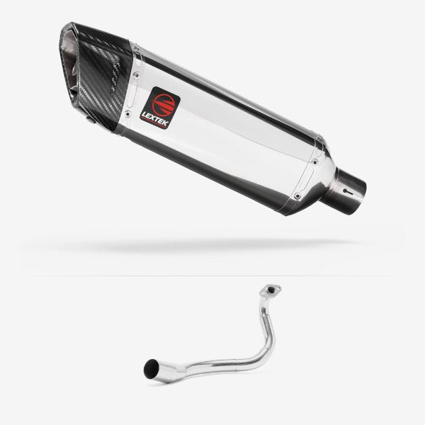 Lextek SP4 Polished Stainless Steel Exhaust System 300mm for Honda PCX 125 (18-19)