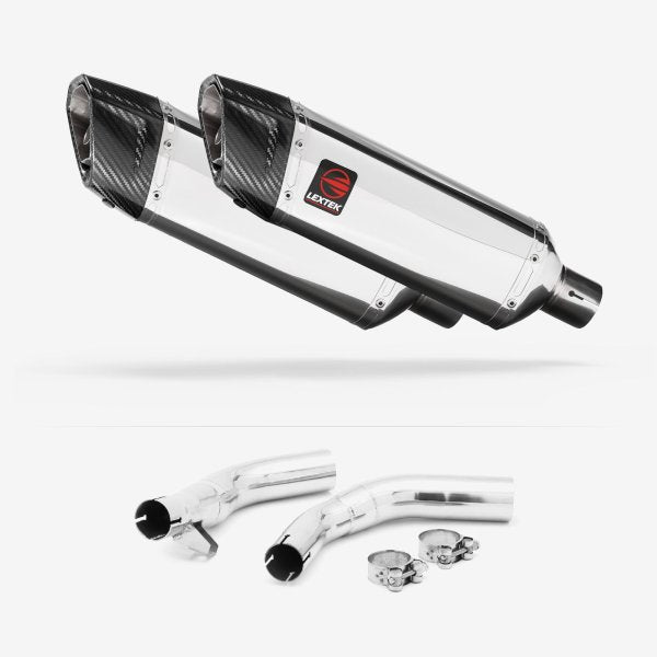 Lextek SP4 Polished Stainless Steel Exhaust 300mm with Link Pipes for Honda CBF1000 (06-10)