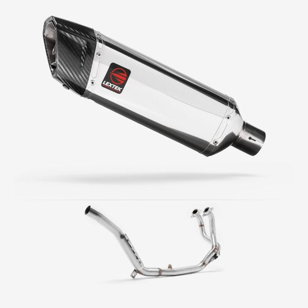 Lextek SP4 Polished Stainless Steel Exhaust System 300mm for Honda CRF1000 Africa Twin (16-19)