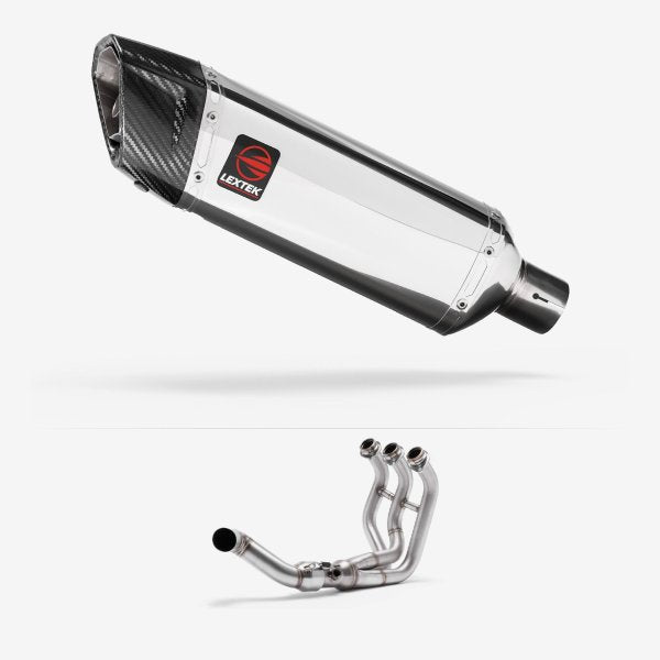 Lextek SP4 Polished Stainless Steel Exhaust System 300mm Low Level for Yamaha MT-09 Tracer (14-20)